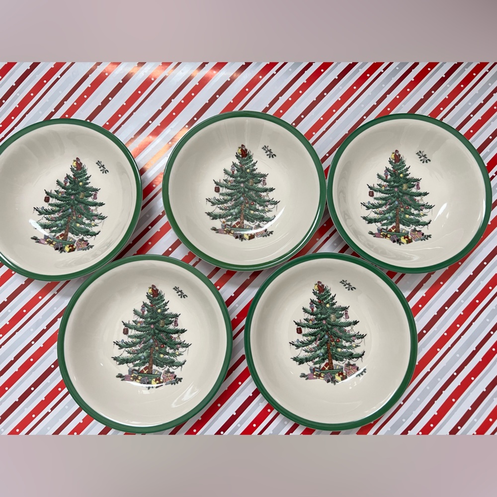 5- Spode, Christmas Tree, salad/soup/cereal bowls in excellent condition